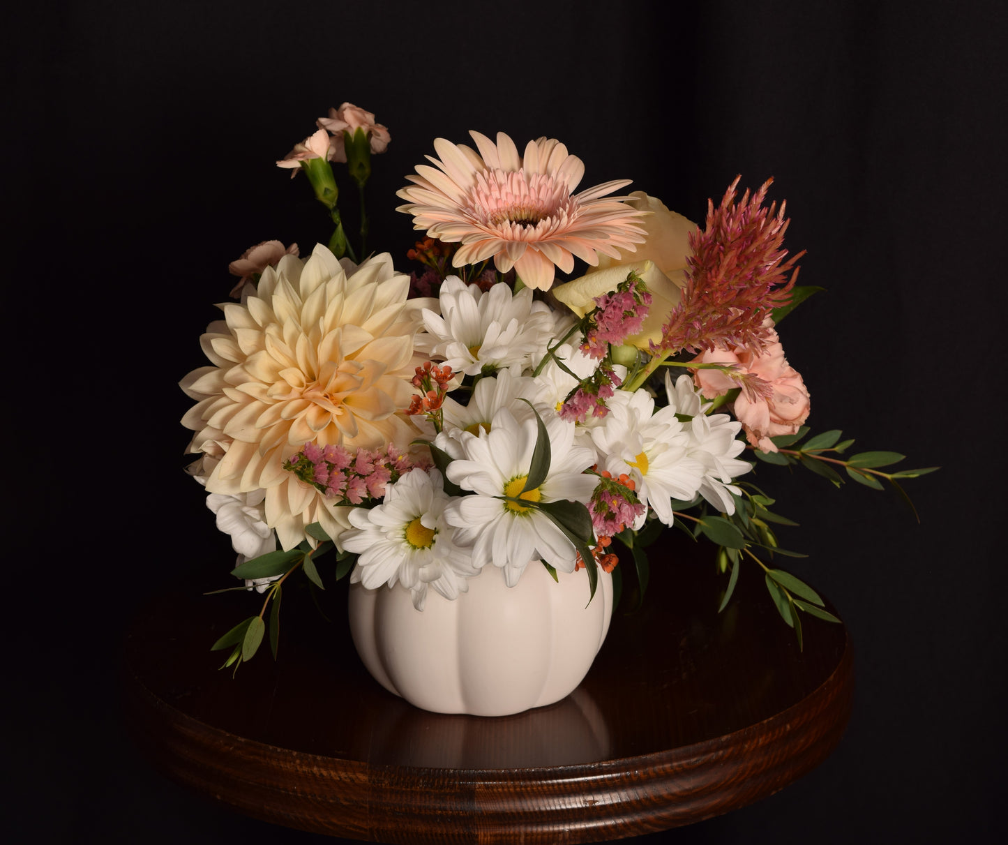 Peaches 'n' Cream Pumpkin Arrangement